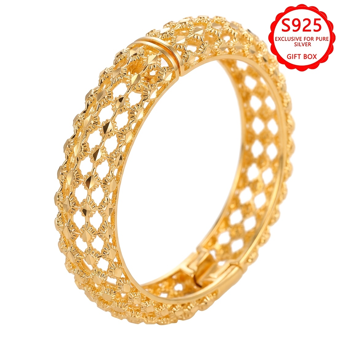 Image of 925 Silver High-end Bracelet - Exquisite With Retro Carved Openwork Design, Suitable For And Daily Wear, Perfect As A Gift For Valentine's Day, Anniversaries, Or Christmas For Girlfriend Or Wife