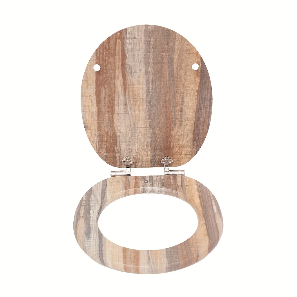 Image of Toilet Seat, With Mechanism, Quick-release Function For , O-shaped Toilet Seat, With Adjustable Hinges, Wooden Toilet Seat, Sturdy Quality
