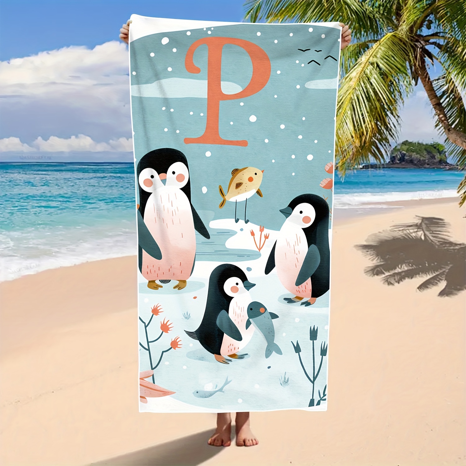 

Penguin-themed Super Absorbent Beach Towel - Quick Dry, Ultra-soft Microfiber For Pool, Travel, Camping & Yoga