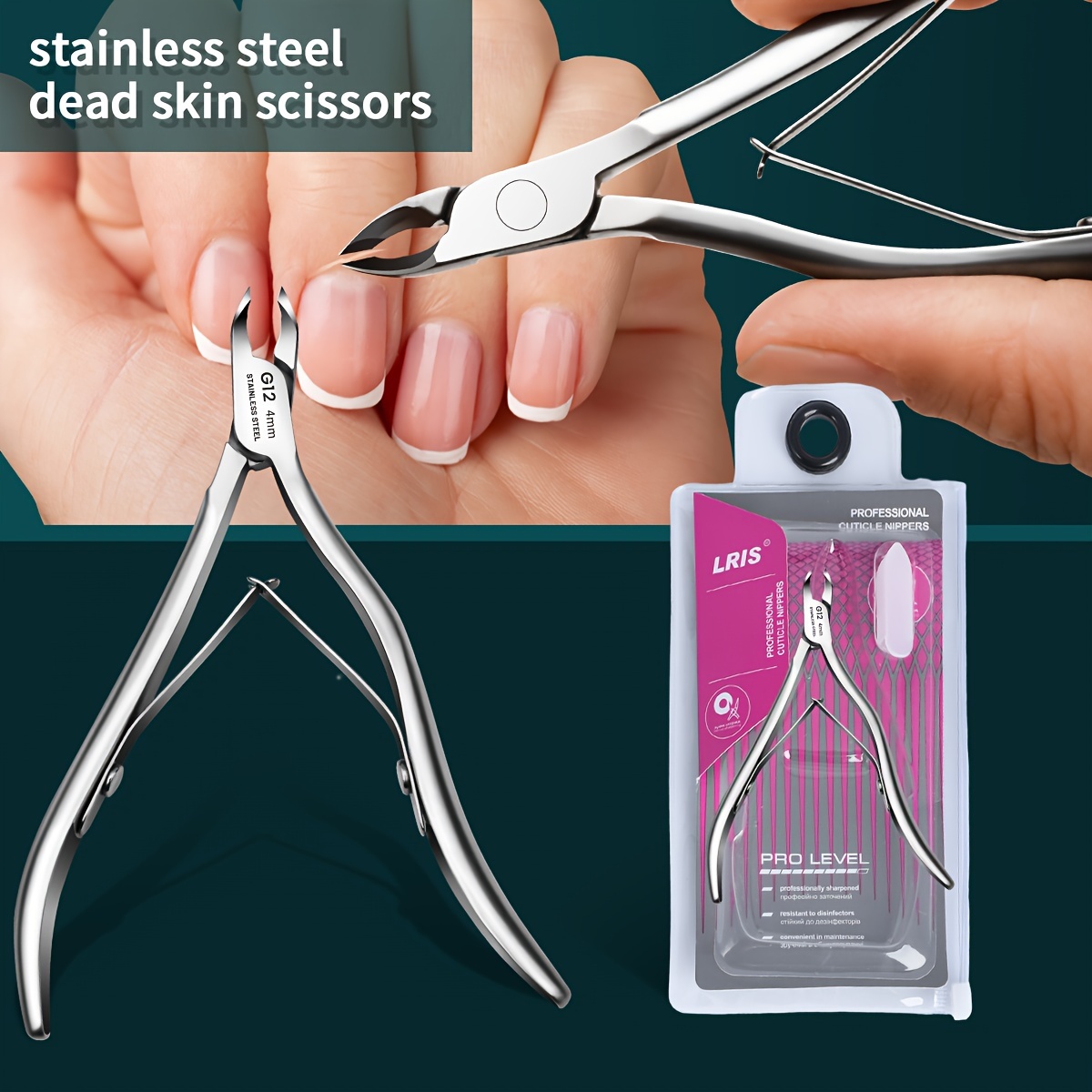 

Professional Stainless Steel Dead Skin Scissors - Sharp Blade, Trim Fast, 5mm Clamp, Suitable For Nails And Toenails, Unisex, No Fragrance