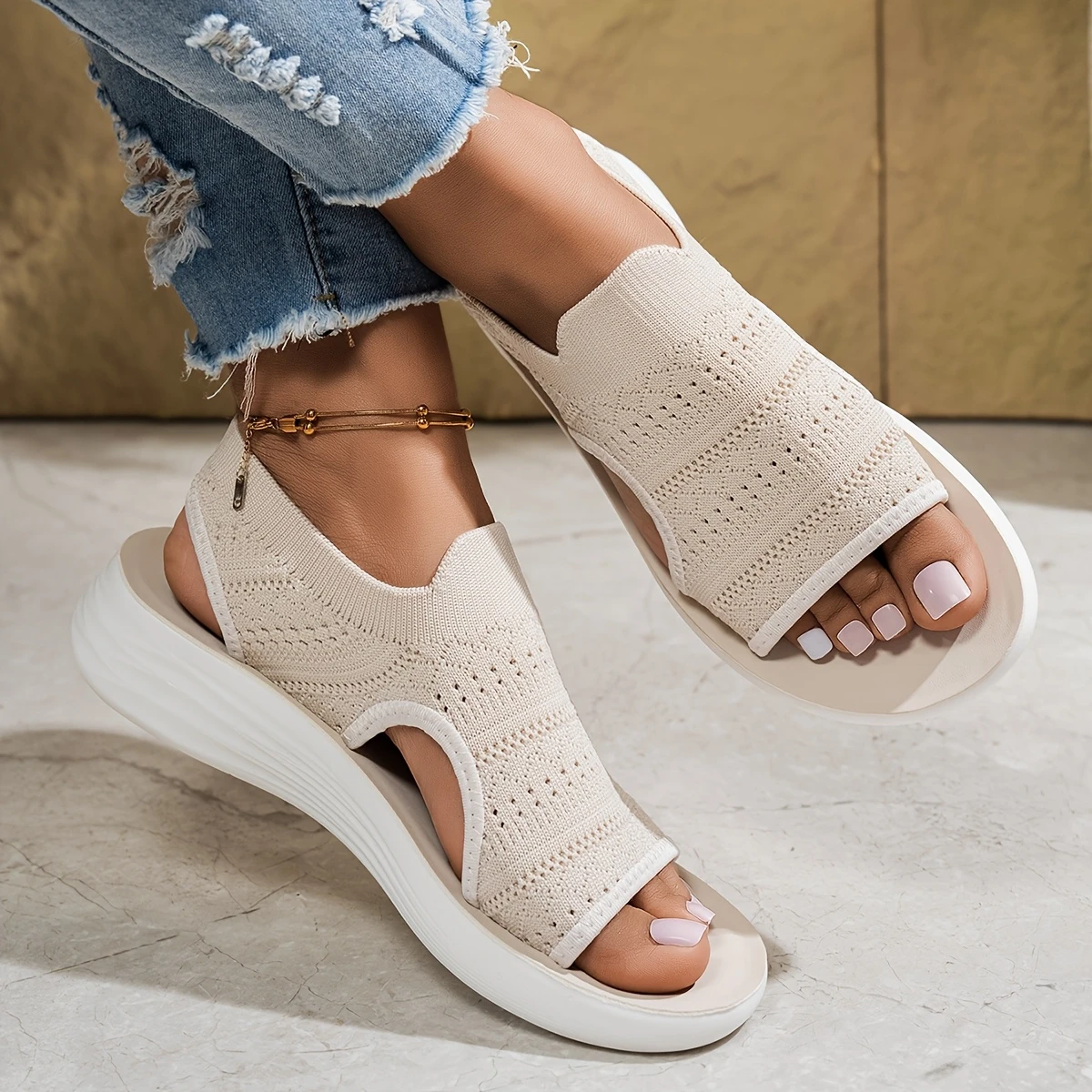 womens summer sandals open toe slip on breathable fabric with pu blue ideal for swimming and water activities beach accessories details 6