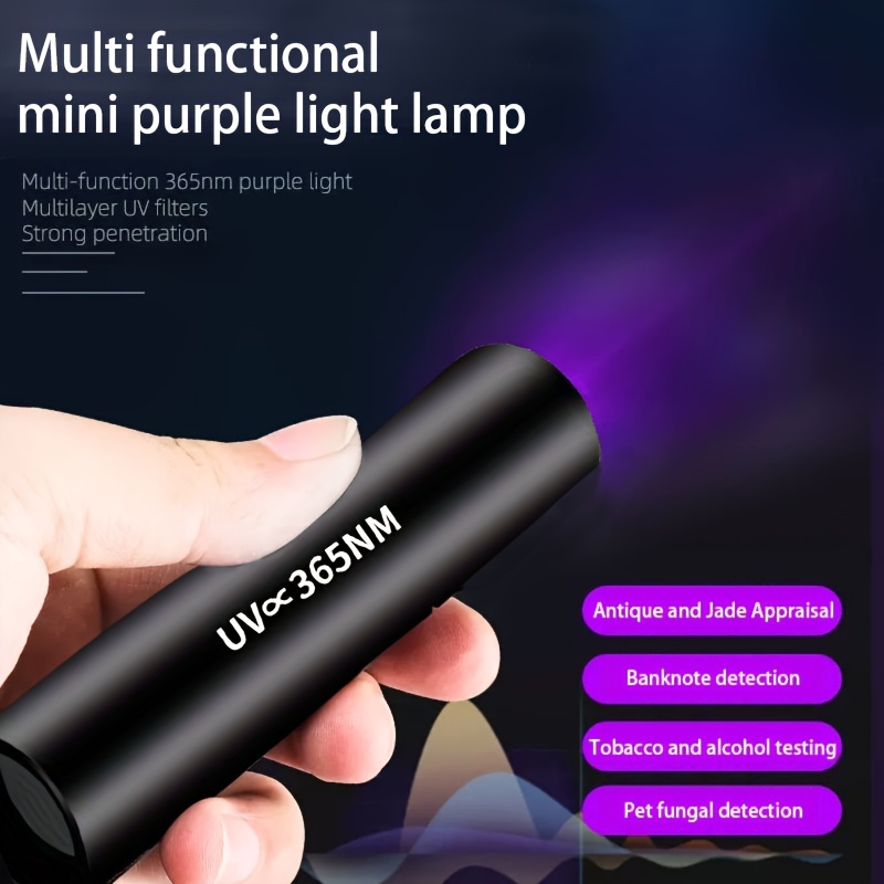 

365nm Multi-layer Filtered Ultraviolet Mini Flashlight, Pet Fungus Detection Uv Flashlight, Fluorescent Agent Detection Anti-counterfeiting Small Uv Pen, Used For Cat Urine, Stains, Bed Bugs, Etc