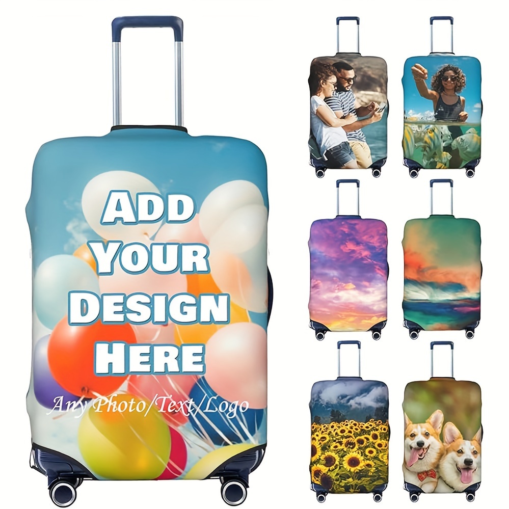 

Personalized Photo Luggage Cover - Double-sided, Suitcase Protector - Perfect Christmas & Groom, Lovers - Polyester, Hand Washable