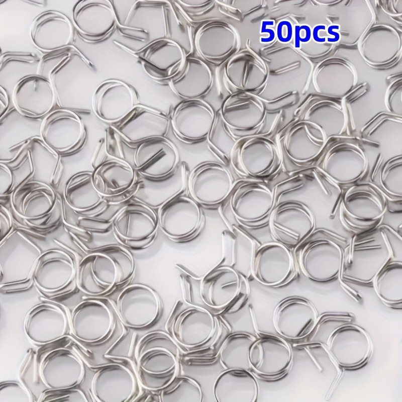 Image of 50 Stainless Steel Irrigation Pipe Clamps, 304 Rust-proof Hose Clamps, Tightening Hoops, Straps, Hand-press Spring Oxygen Tube Fasteners