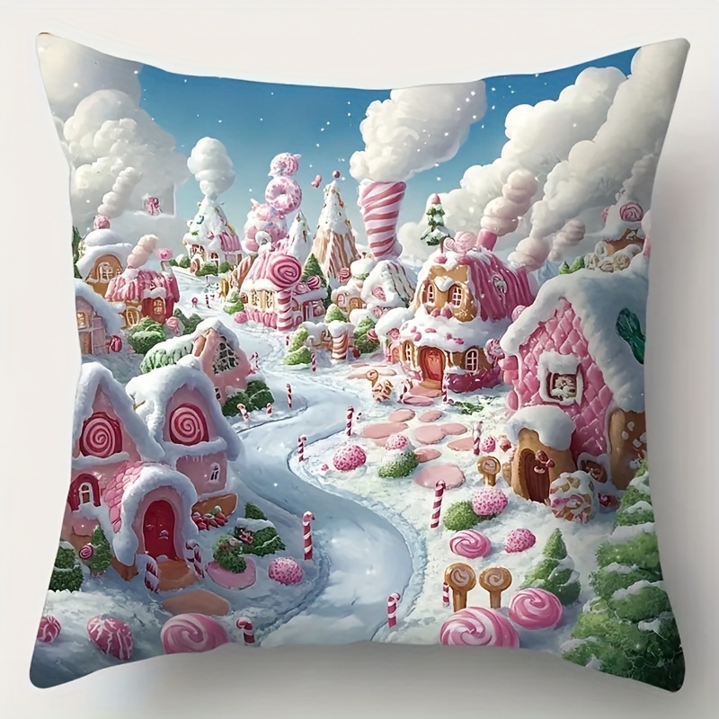 

4pcs Christmas - 3d Man & , , Polyester, Zippered, - Cushion For Sofa & Bedroom Decor (17.72" X 17.72")