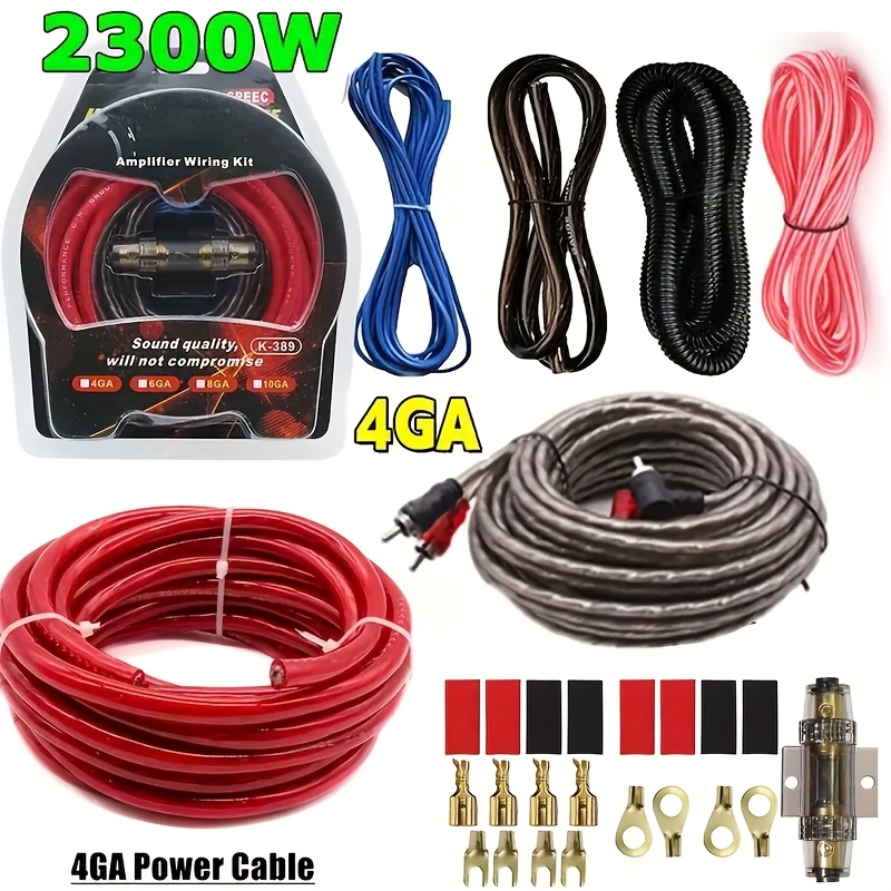 TEMU Automotive Power Amplifier Installation And Wiring System Kit Including Sleeve Cables And Audio Connection Cables For Car Audio Modifications