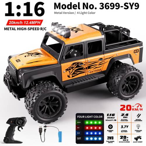 coche teledirigido de aleación de 24 cm/9.1 pulgadas, camión rc, velocidad de 20 km/h, luces led de , carrocería de aleación, vehículo todoterreno de carretera de 2.4 ghz. regalo - halloween, navidad, día de acción de