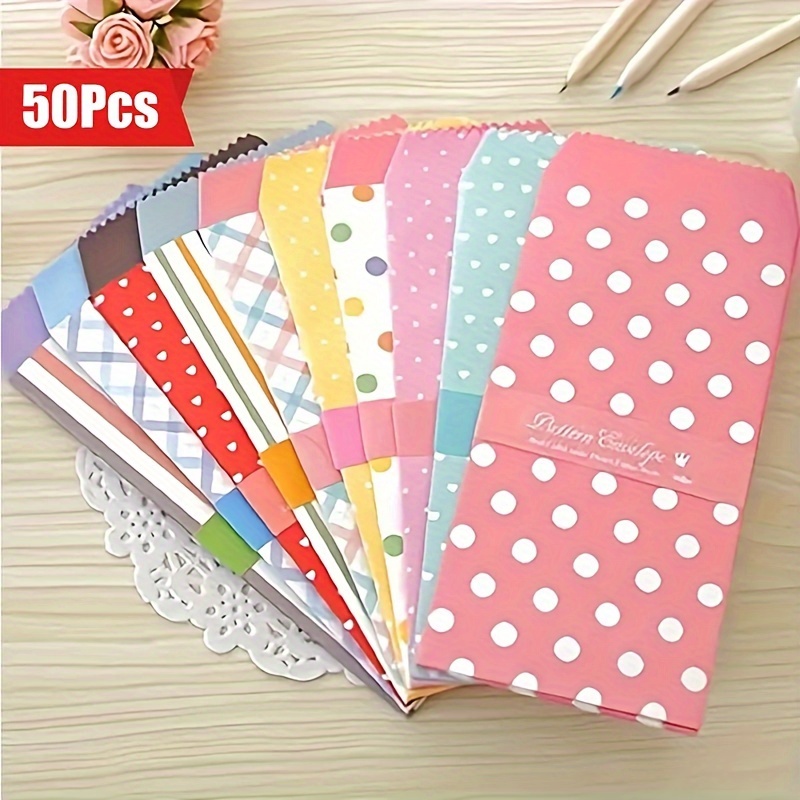 

50- Whimsycrafts Patterned - Envelopes, Assorted , , Set For Greeting Cards, Invitations, Mailers