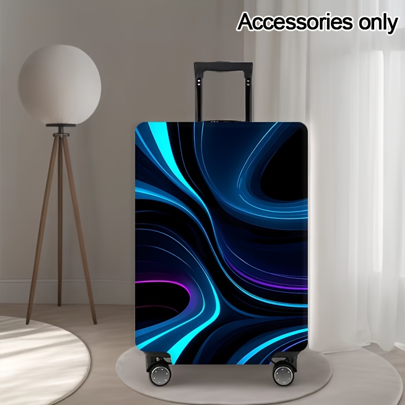 TEMU Custodia per valigia da viaggio con motivo astratto a linee blu-violacee luminose, venduta esclusivamente come accessorio universale per valigie
