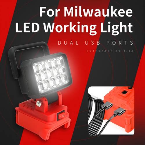 for 18v battery compatible led work light with dual 5v usb ports fixed built in handle portable camping light for emergency battery not included