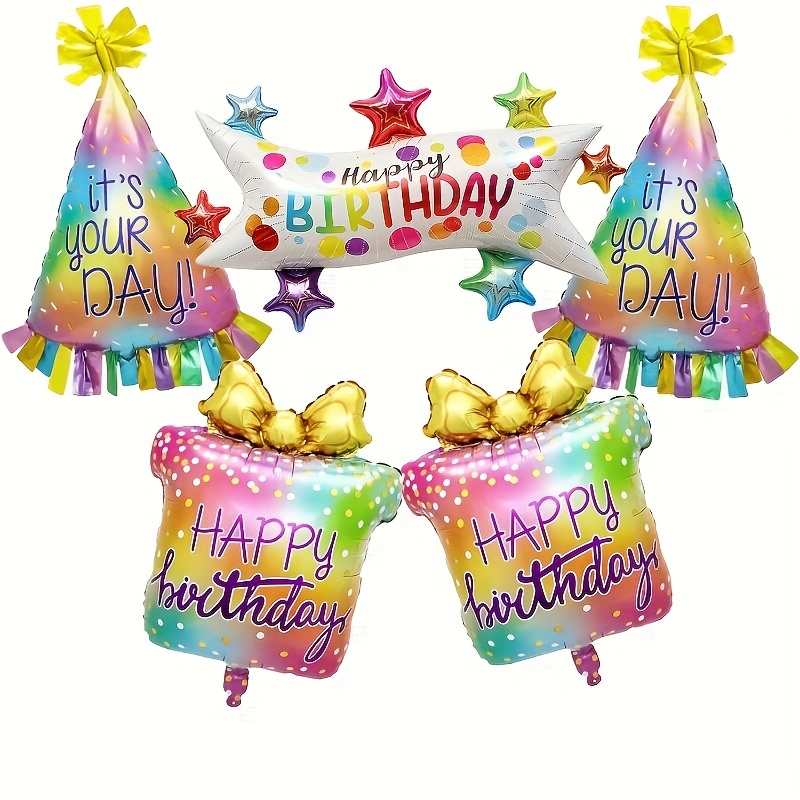 Image of 5pcs Self-sealing Gradient Balloon Set - Pastel,,, & Birthday Balloons For Party Decorations, Helium-ready For & Celebrations (no Helium Not Included)