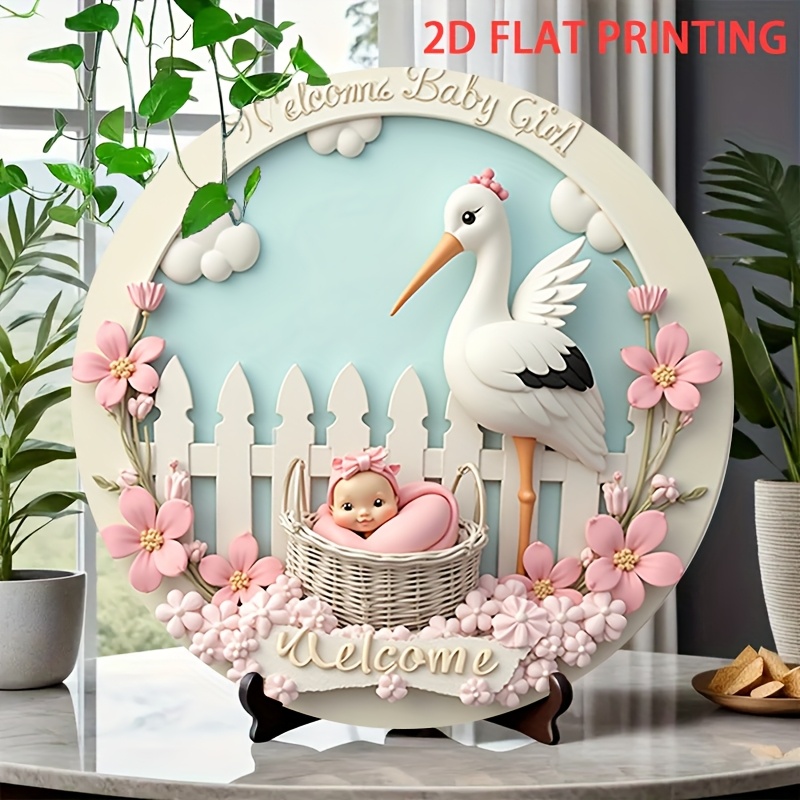TEMU Targa 2D piatta, 1 pz, vintage di per neonata - Decorazione murale in ferro con preforati, stampato 2D piatto per cameretta, patio, sala da ,