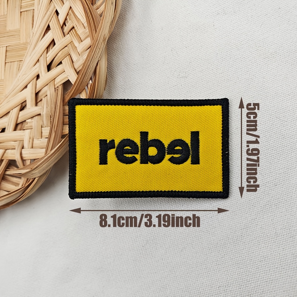 TEMU Parche bordado A Yellow Rebel con reverso adhesivo táctico, para coser a o aplicar con plancha. Se puede usar como para chaleco/arnés, parche