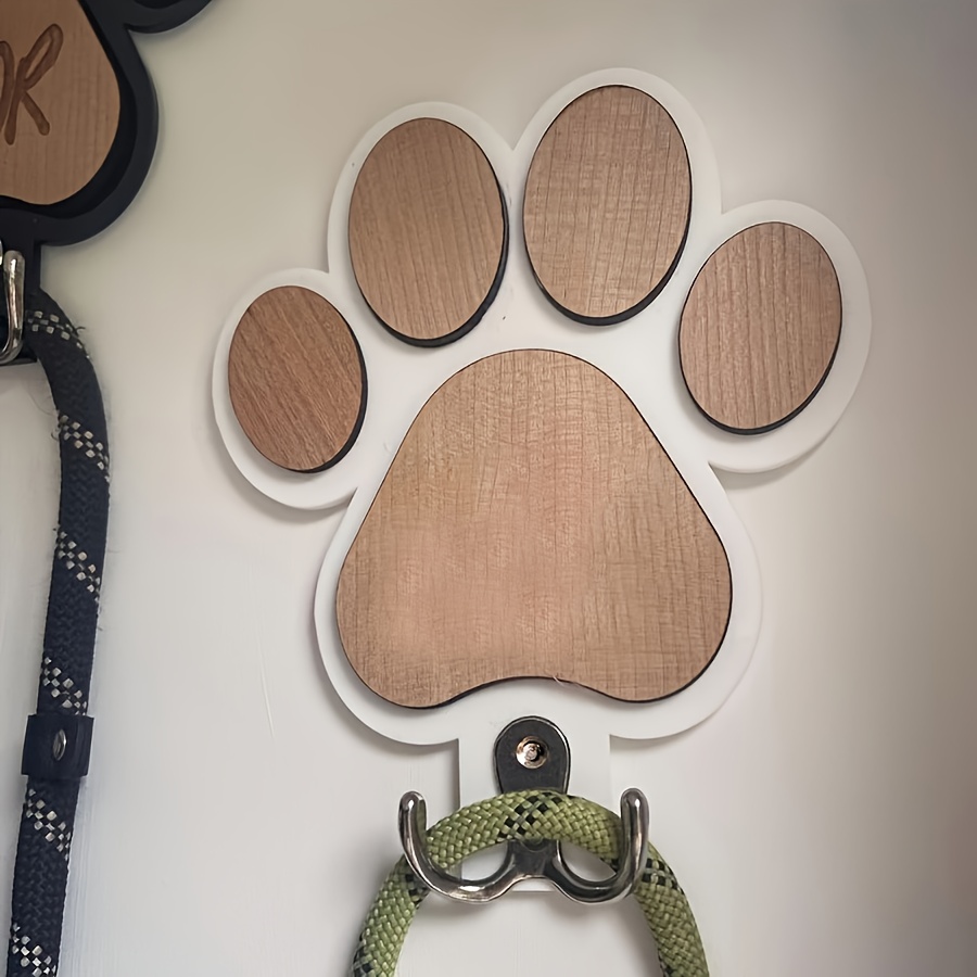Personalized Dog Wall Hook | Paw Print - Custom Carved Name/Date/Text Suitable for Collar & Coat Hanger, Wood Pet Memorial Gift, Durable Hanging Hook for Coats, Collars, Keys - for Entryway,, Pet Store Display