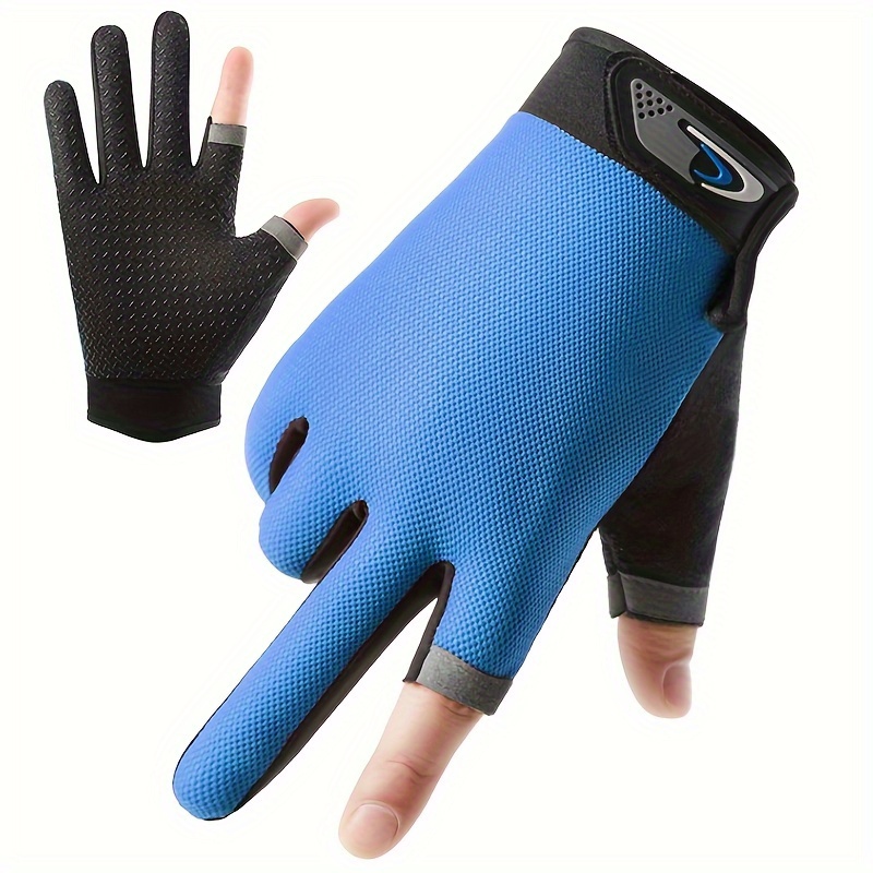 1 Pair Cycling Gloves 2 Cut Fingers Winter Fishing Gloves Men Women  Breathable Anti-slip Antiskid Fishing Wear for Pesca Fitness