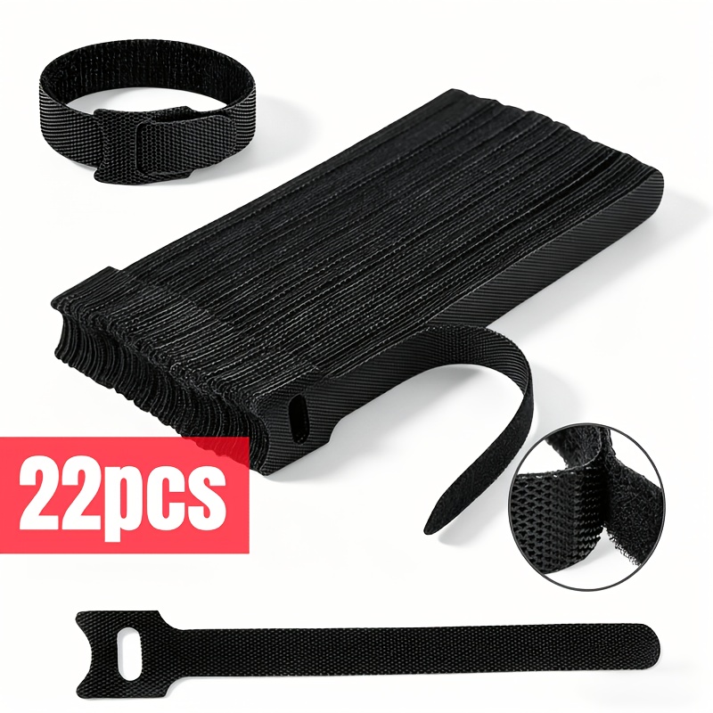 TEMU 22 Stück Schwarze Kabelbinder aus Nylon, Kabelbinder, Kopfhörer, Stromkabel, Datenkabel Organizer, Wiederverwendbare Desktop Kabelbinder,