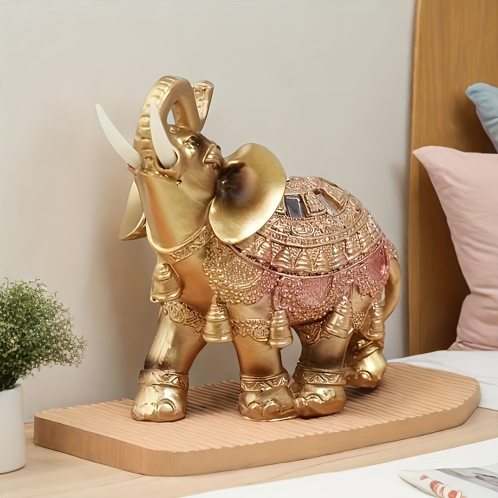 

Elephant Figurine - Vintage Resin Statue For Wealth & , Decor, Indoor/outdoor Display, Ideal Gift For Any