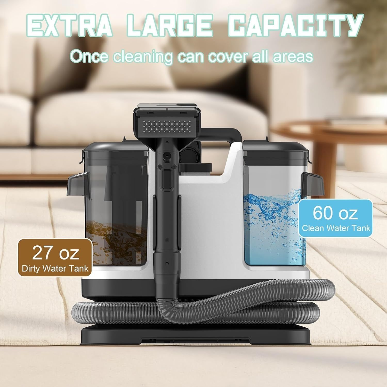 35kpa durable upholstery cleaner machine portable carpet upholstery spot cleaner with dual size brush blow and suction   resin body 5 7m length 120v operating voltage Product details 5