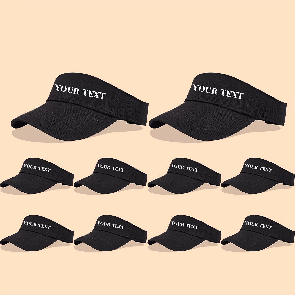TEMU 10pcs Adult Custom Text Visor Hat, Personalized Name/ For Team/slogan, Adjustable, Lightweight Breathable, For Outdoor Sports/ For Team