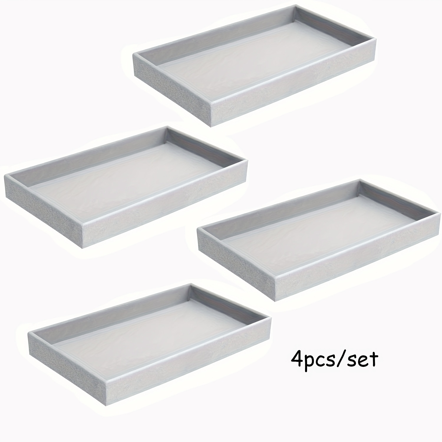 TEMU 4pcs Velvet Jewelry Tray, Desktop Jewelry Accessories Storage, Drawer Divider, Manufactured Wood, Suitable For Bracelets, Necklaces, Rings And More Multi-functional Display