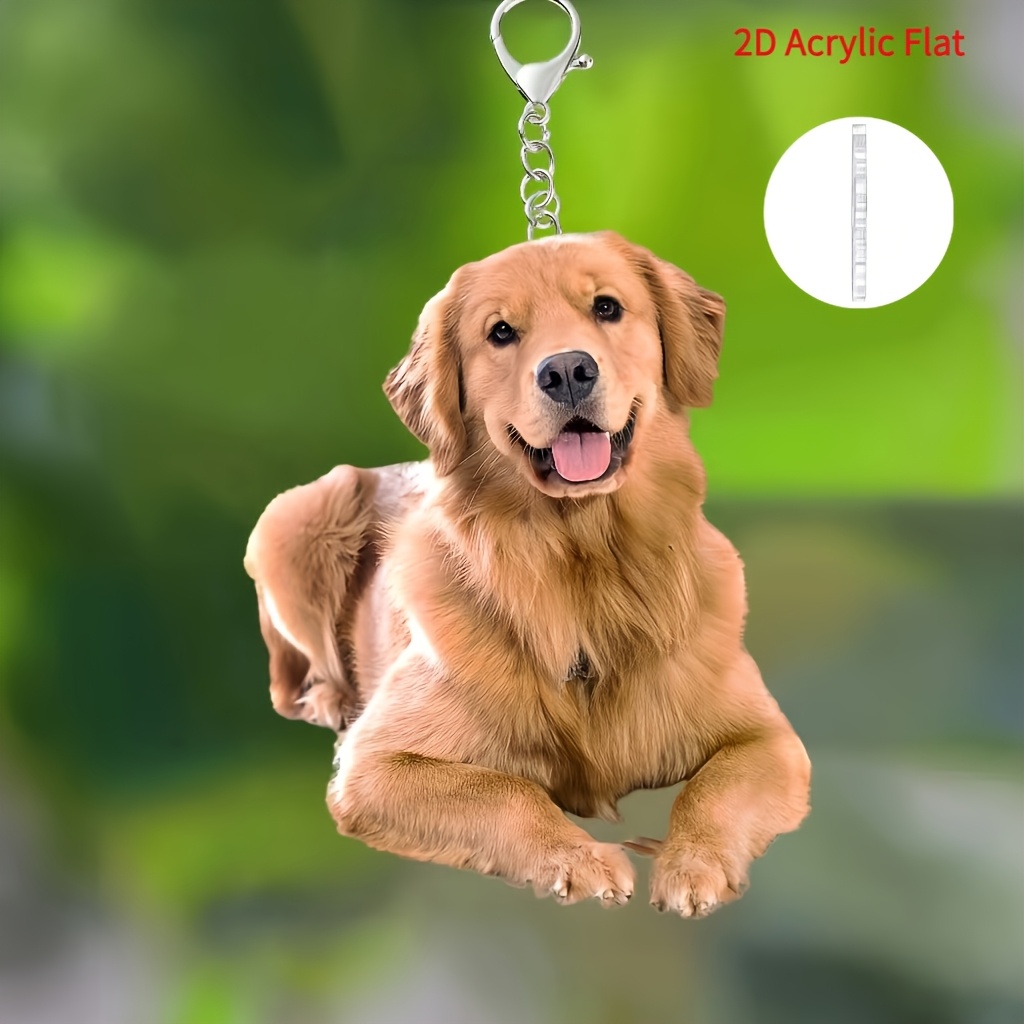 2d flat golden retriever keychain – dog Temu Mauritius