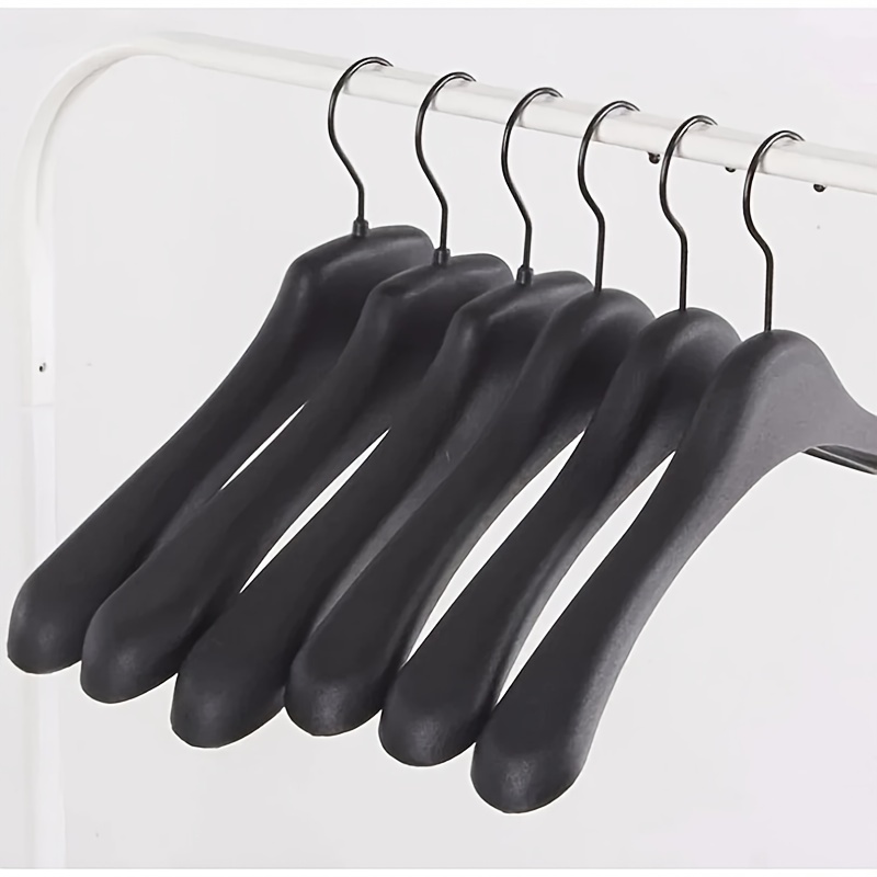 

Black Thick Plastic Coat Hangers With Smooth Notches: Space-saving And Lightweight For Coats, Jackets, And Furs