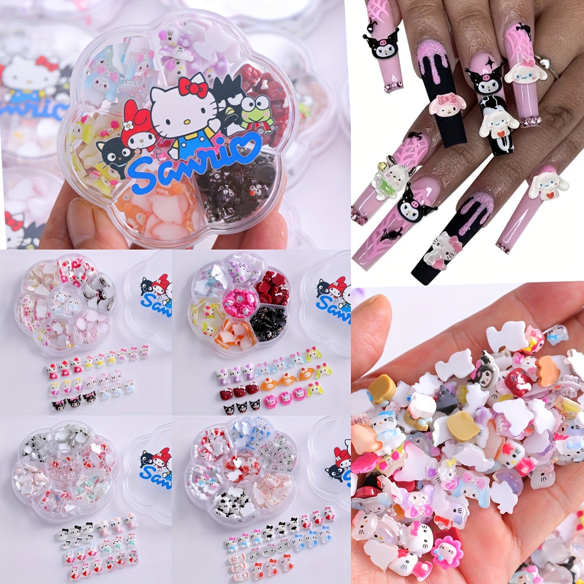 

Set Of 70pcs ( Types) For Hello Kitty Cartoon Kawaii Nail Art Accessories, For Kuromi Y2k With Nail Decoration Items, Diy Kit For Women's Use