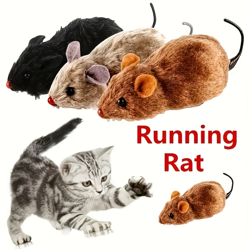 

1pc Interactive Cat Toy With Running Rat, Vinyl Material, Non-electric, Kitten-friendly, With And Exercise For Cats, Without Battery