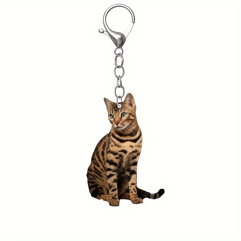 

Cute Motley Cat Pattern Keychain, 2d Acrylic Design Decoration, Cute Style Women's Gift, Charming Accessories, Backpack Pendant, Mother's Day Gift