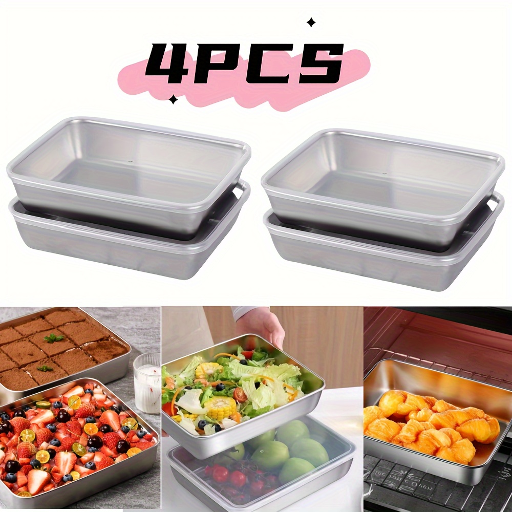 

4pcs Large Stainless With Clear , Leak-proof And Stackable Food Sealer For , Meat, Fruits, Vegetables,and For Cake, Home , Kitchen Organizer And Refrigerator Storage