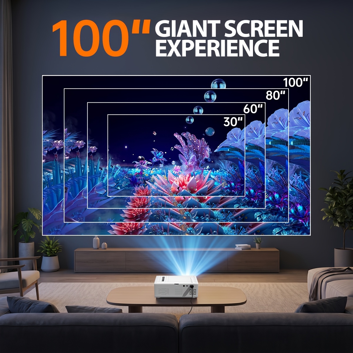 Smart Mini Portable Projector, High Resolution with Adjustable Angle