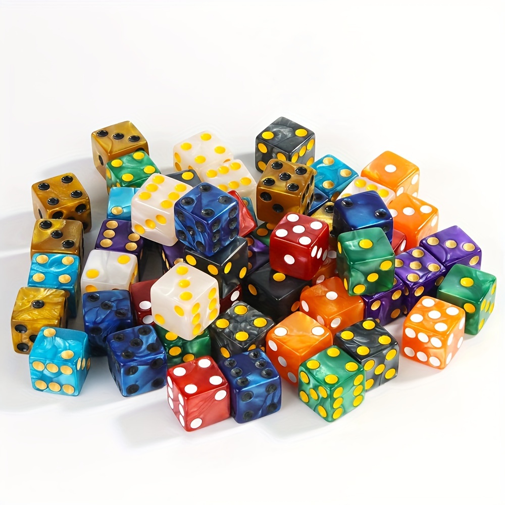 Colorful Right-Angle Pearl-Pattern Dice, Pack of 10