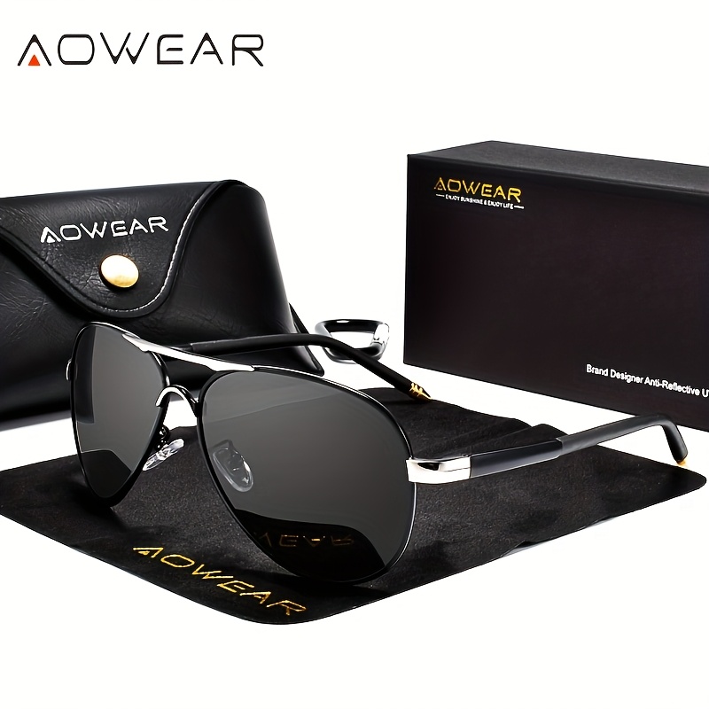 Aowear Men's Pilot Sunglasses Men Polarized Mirror Driving Sun Sunglasses