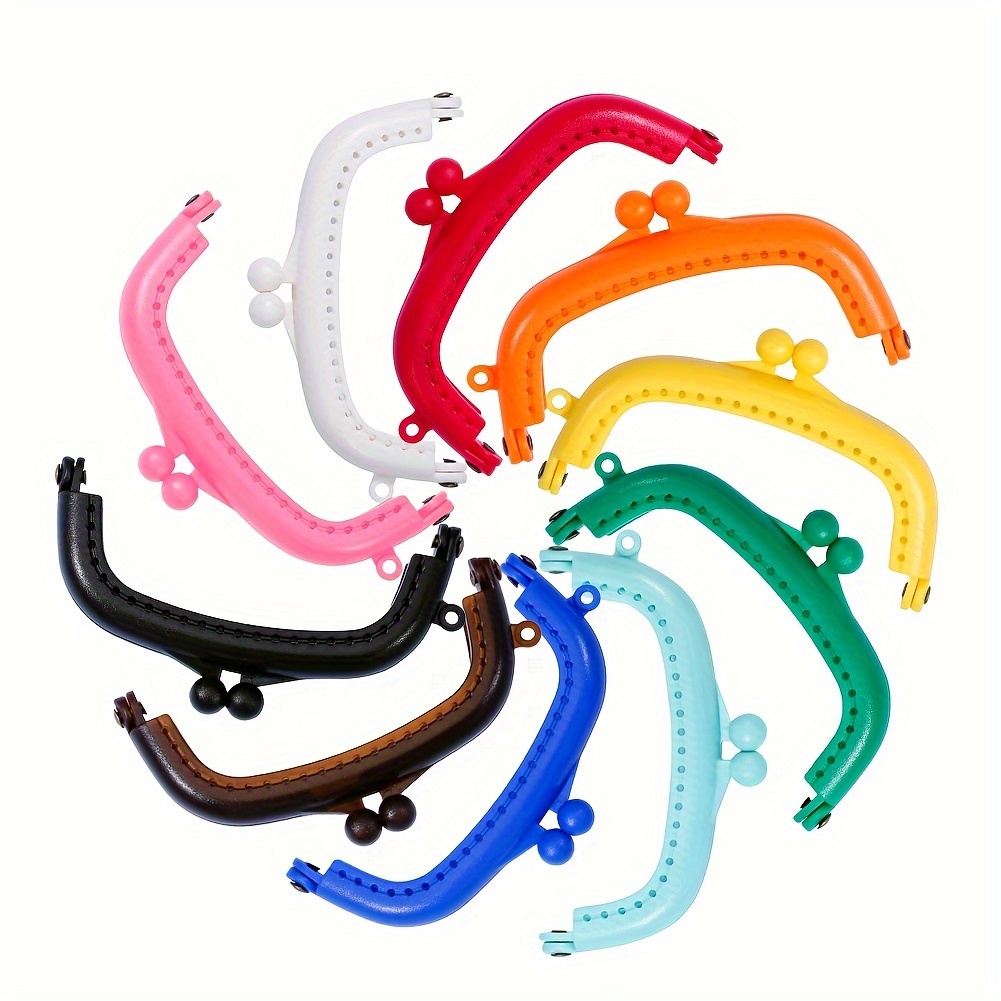 

10 Pcs Color Purse Frame Plastic Curved Kiss Buckle Purse Handle Clasps Frame Lock Snap 8.5cm/3.35inch Handmade Diy Bag Accessories Coin Purse Bag Making