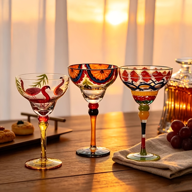 Exquisite Creative Flamingo Margarita Glass, Bar Cup, Home Tall Colored Glassware, Birthday Party Gift