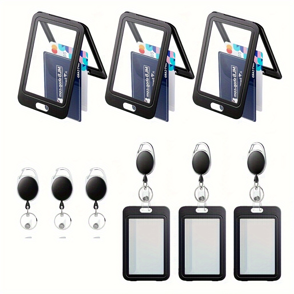 Id Badge Holder Vertical Horizontal Id Card Holders Premium - Temu