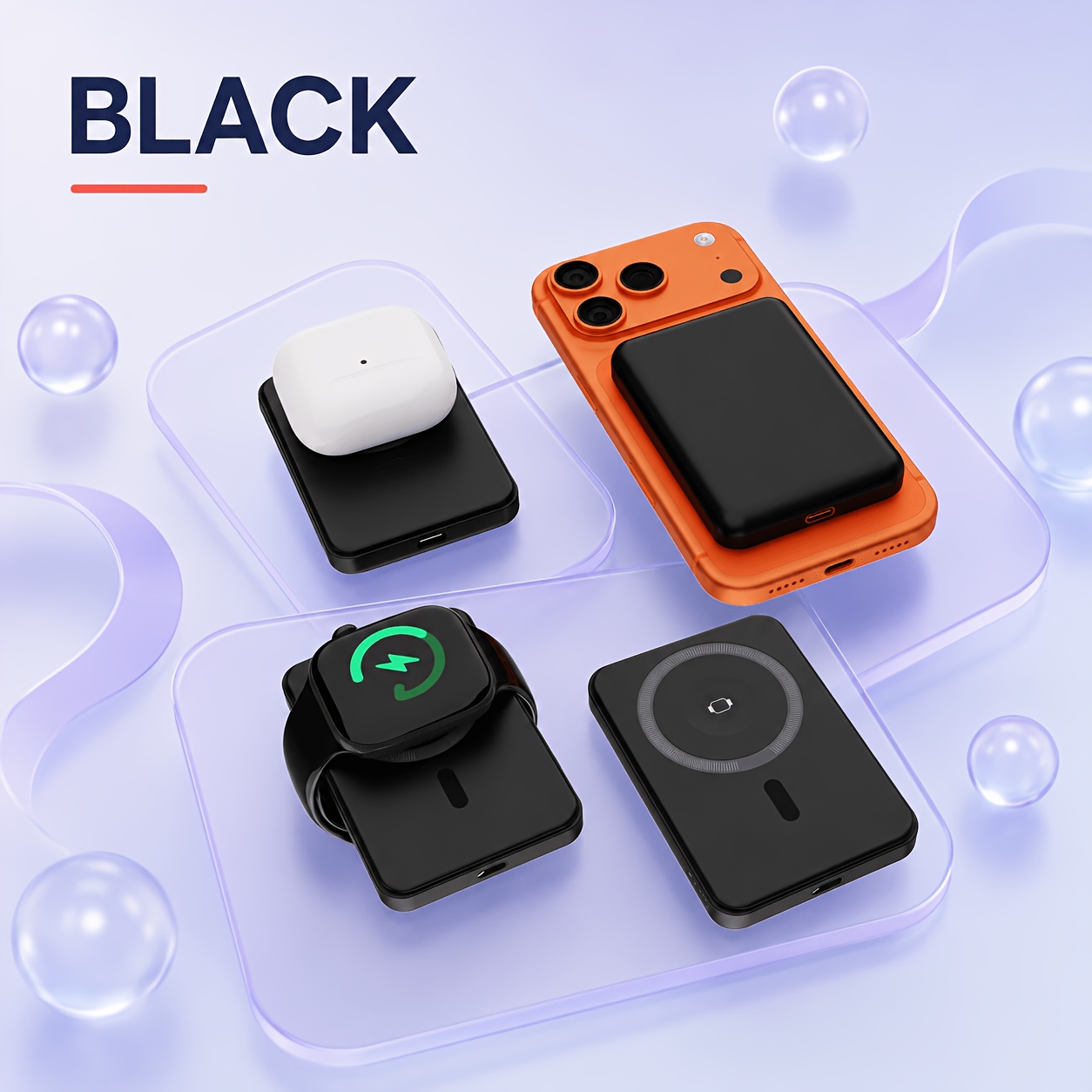TEMU 5000mah Magnetic Wireless Power Bank, Charging For Phone, Watch, And Airpods, 20w Wired Fast Charging, 15w Wireless Fast Charging, Portable