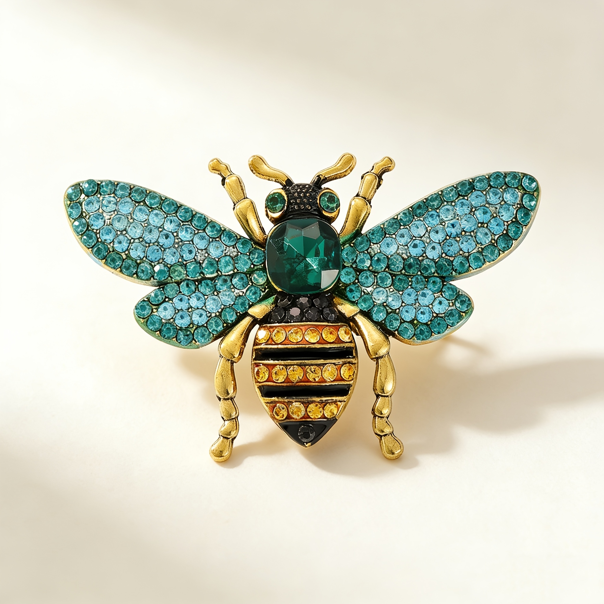 TEMU Broche de abeja con pedrería SOLEVDO - Clip multicolor para cuello, clavícula o bufanda con incrustaciones de pedrería, estilo retro europeo,