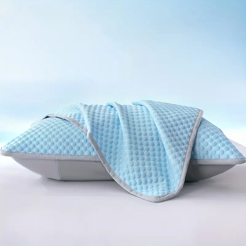 2pcs cooling pillowcases soft breathable 100 polyester bedding for light blue beige with elegant patterns machine washable Product details 9