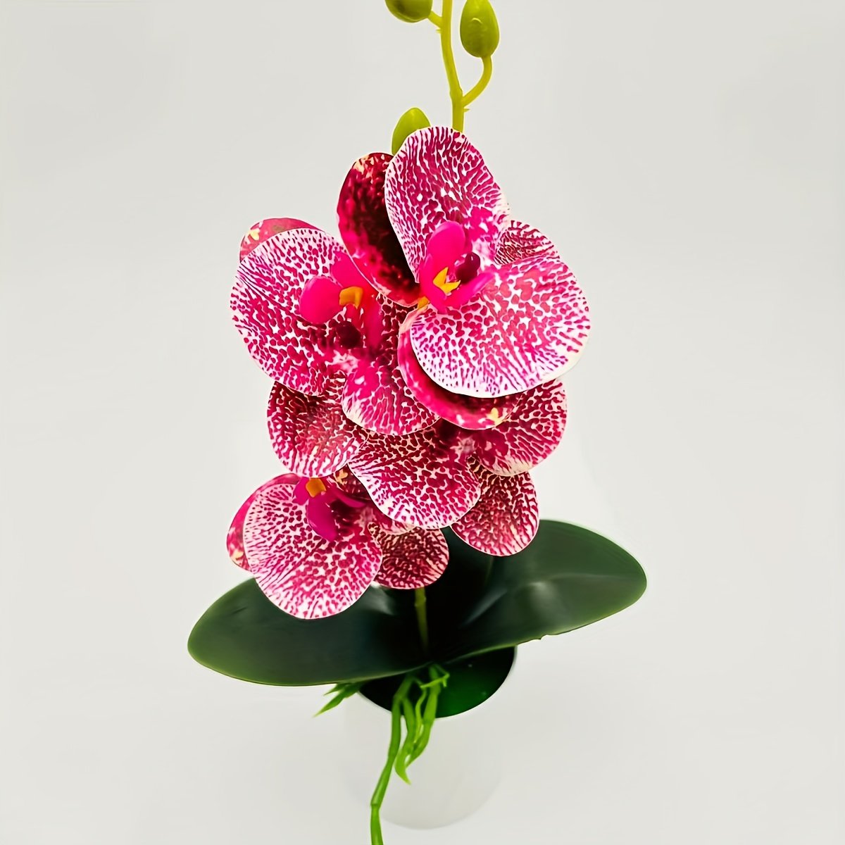 6pcs Vibrant Art Deco Style Artificial Orchid Flowers in White Pots - Lush Plastic Floral Arrangements for Home & Office Decor, Perfect for Easter, Christmas, Valentine'S Day, Mother'S Day & More, Flower Decorations