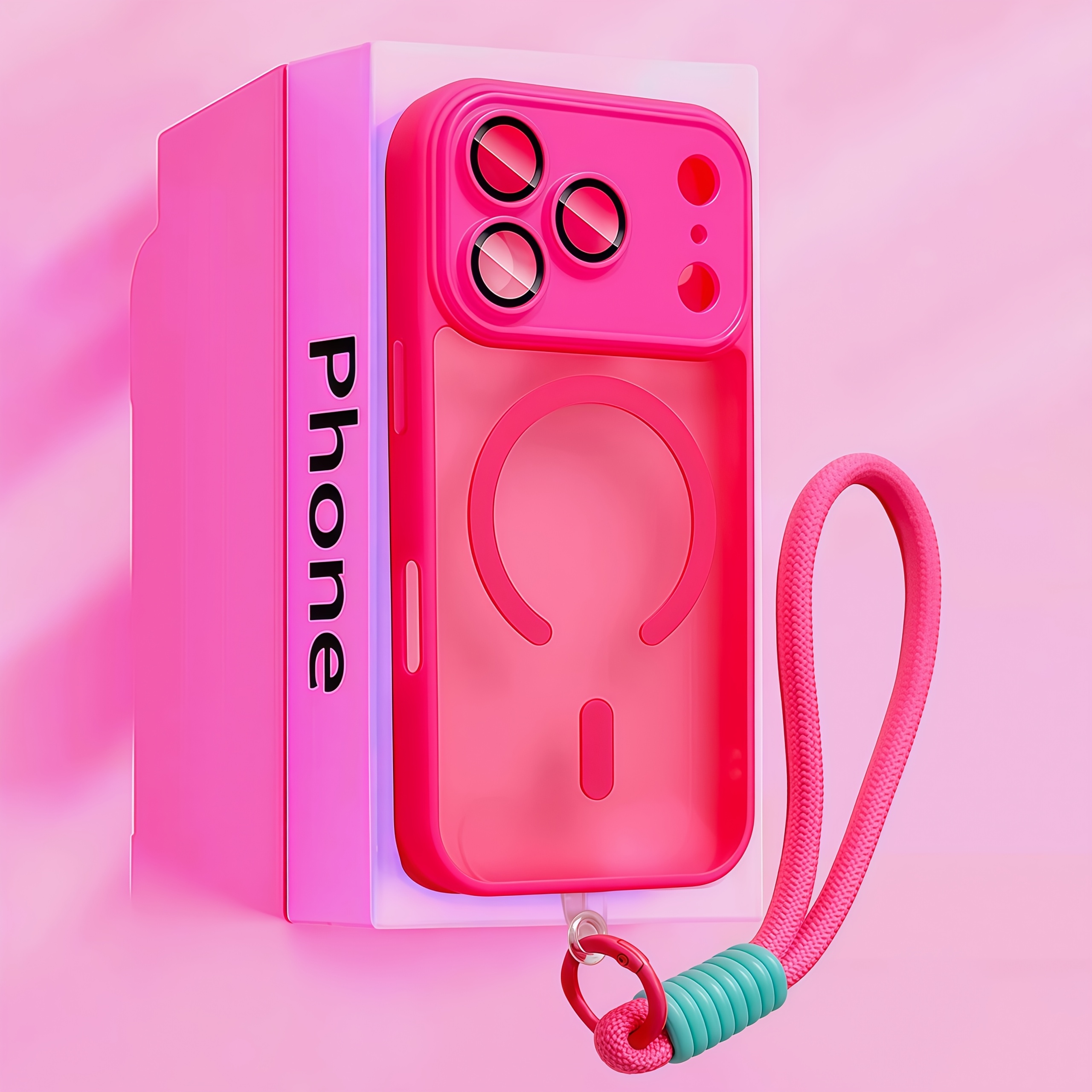 TEMU Phone Case - A High-end Magnetic Phone Case Suitable For Iphone 17, 16, 15, 14, 13 Pro Max Camera Package With Built-in Lens Film And Rope