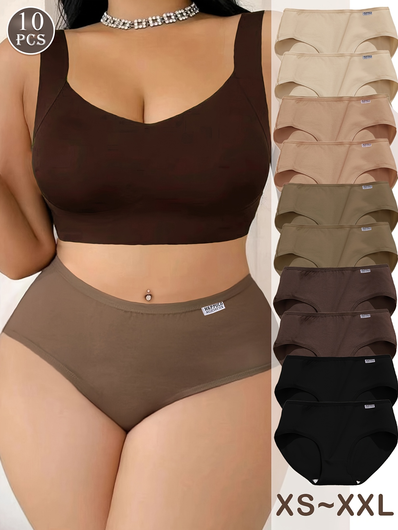 10 pack womens underwear     low   seamless briefs comfortable breathable stretch panties alphabet pattern daily casual wear knit fabric 95 5 elastane