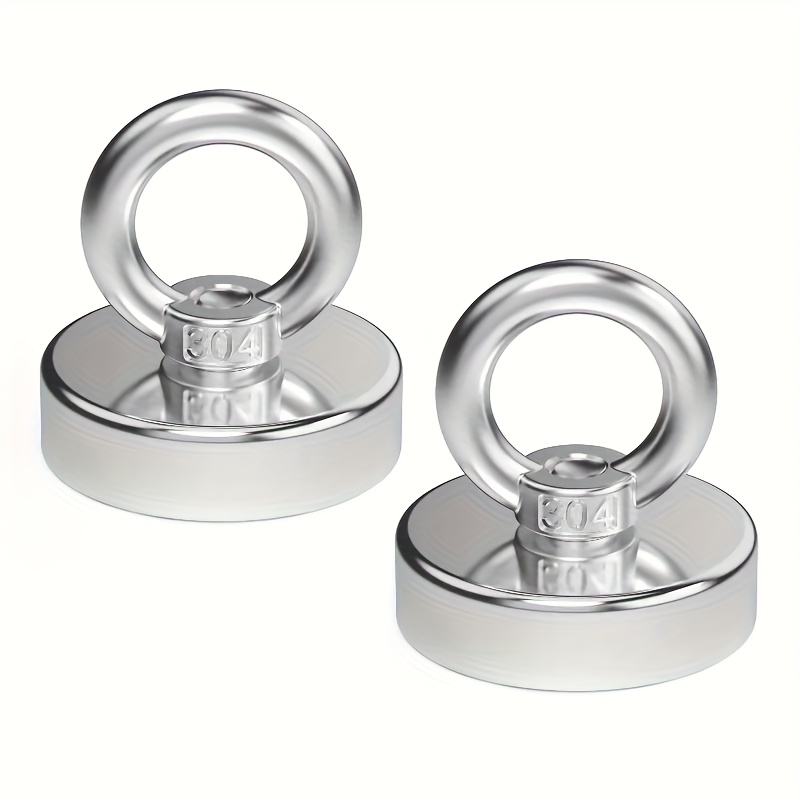 TEMU 2pcs Heavy Duty Magnetic Fishing Weights- Ceiling Mount Large Magnetic Field, Polished Metal Deep Sea/ Gear, Anti-slip Weight Magnet For Boat,