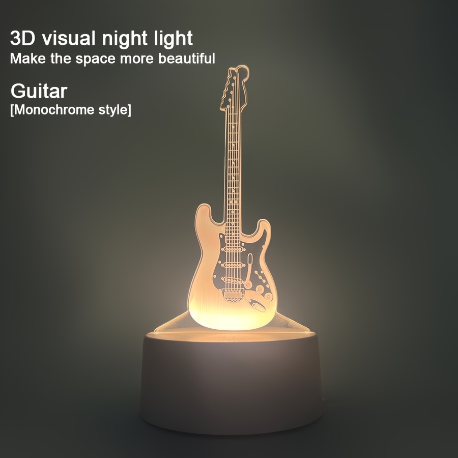 

Guitar Led Nightlight Monochrome Warm Light 3d Vision Light Creative Gift Small Desk Lamp