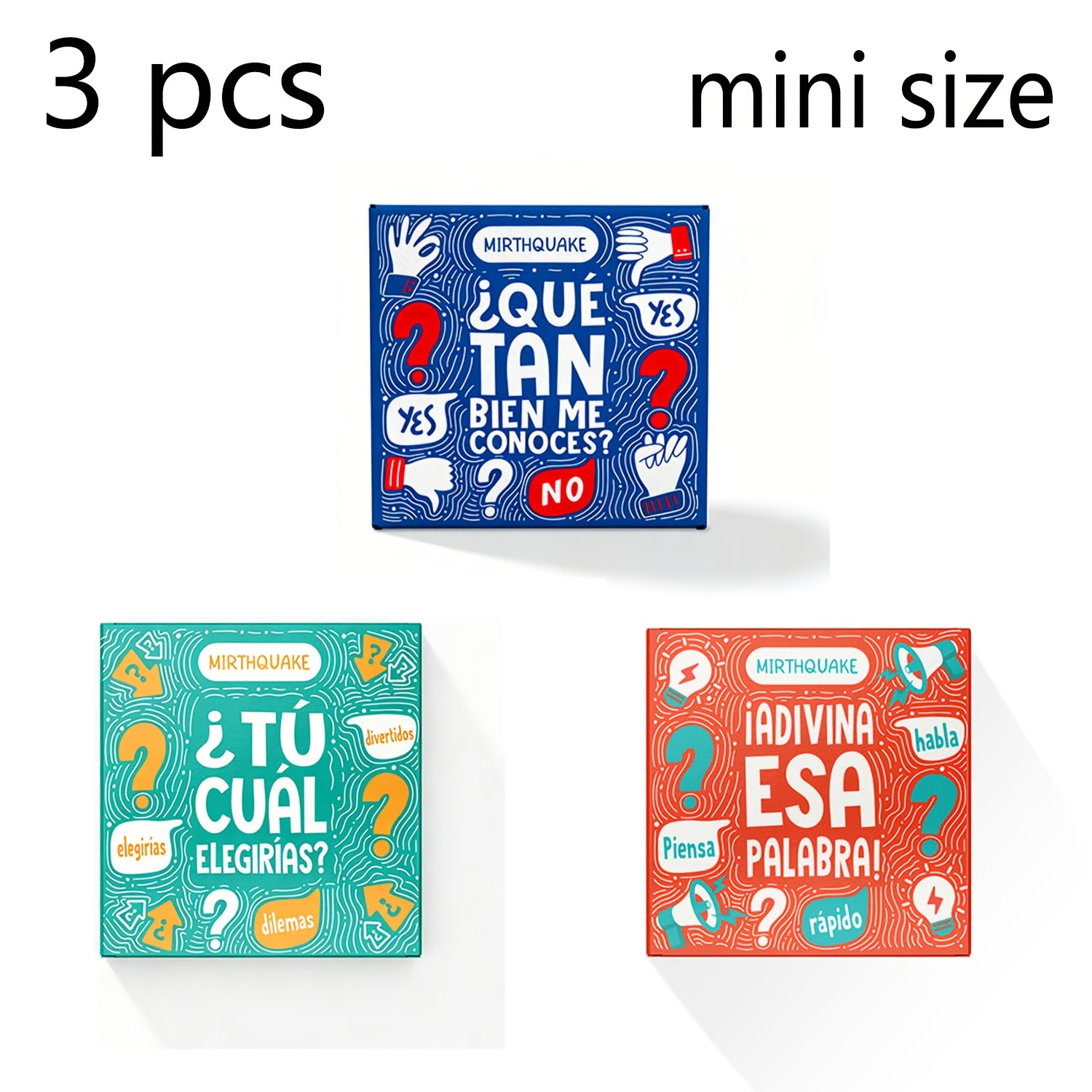 TEMU Set de 3 de fiestas españolas, ¿Cuánto de mí y ¿Preferirías?, juegos de mesa de bolsillo para adivinar , mini juego portátil para reuniones de y