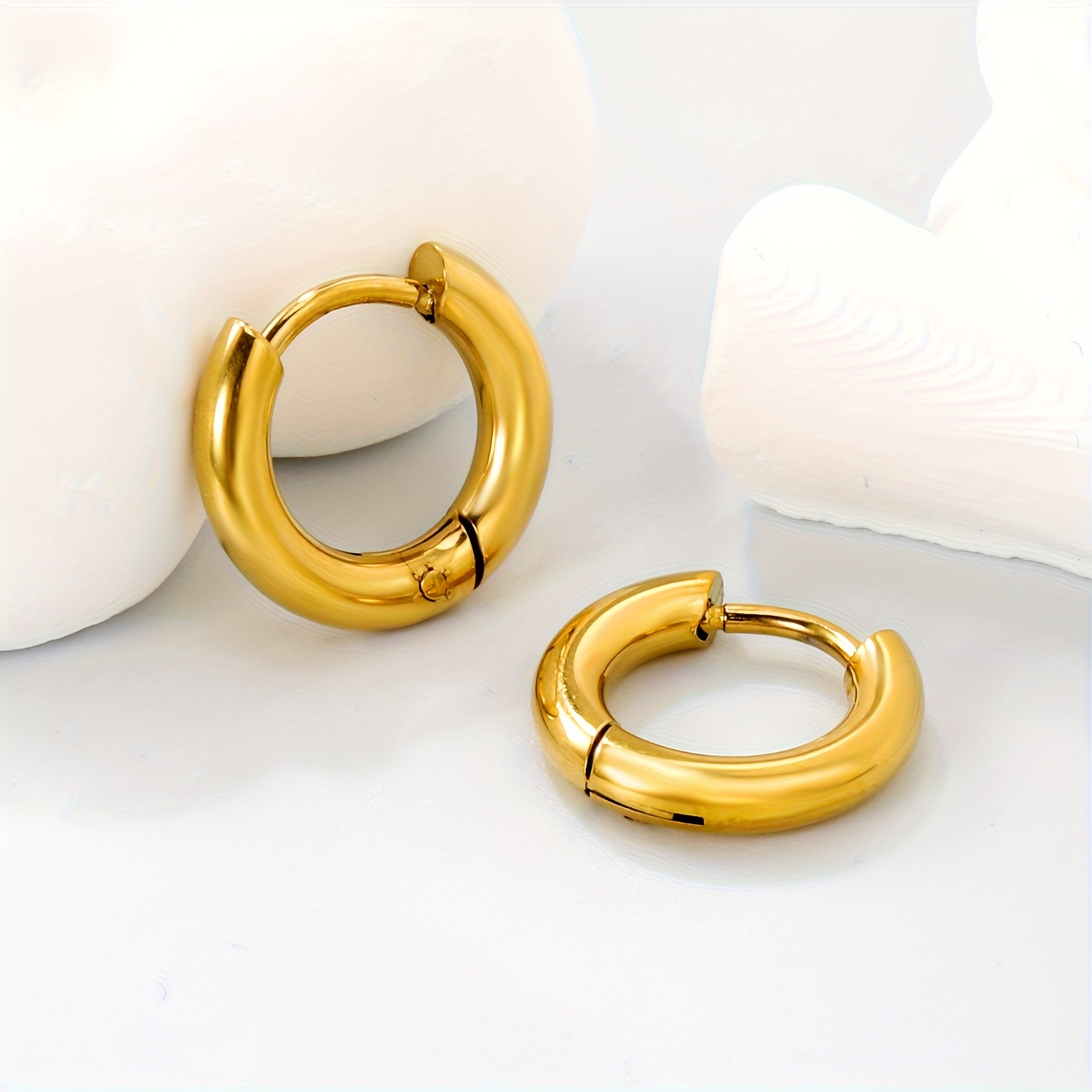 Golden Circle Earrings Set - 8 10 12mm Hoop Earrings