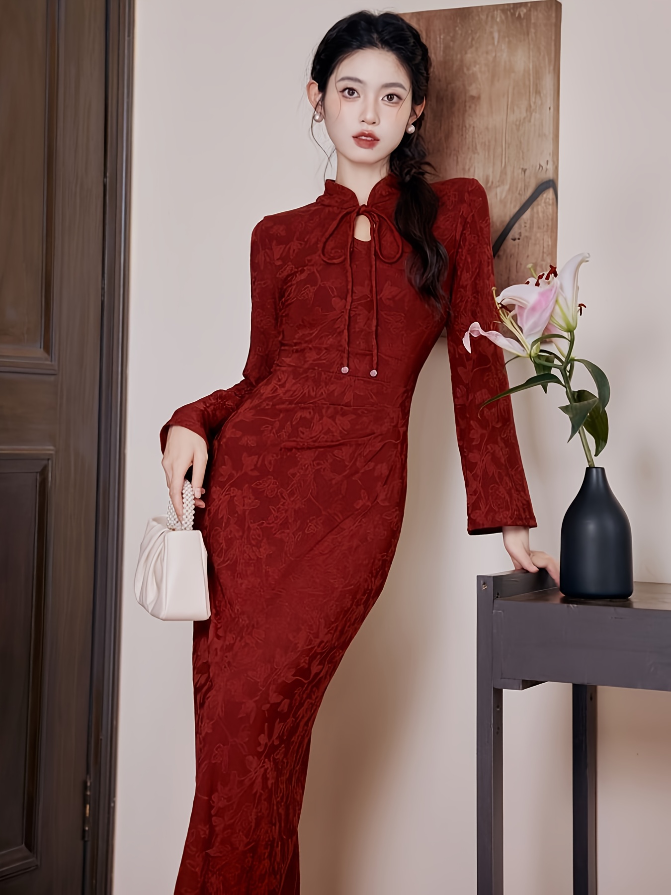 dillard's evening dresses for wedding Red Silk Dragon & Phoenix Mermaid Qipao — Chinese Wedding Dress