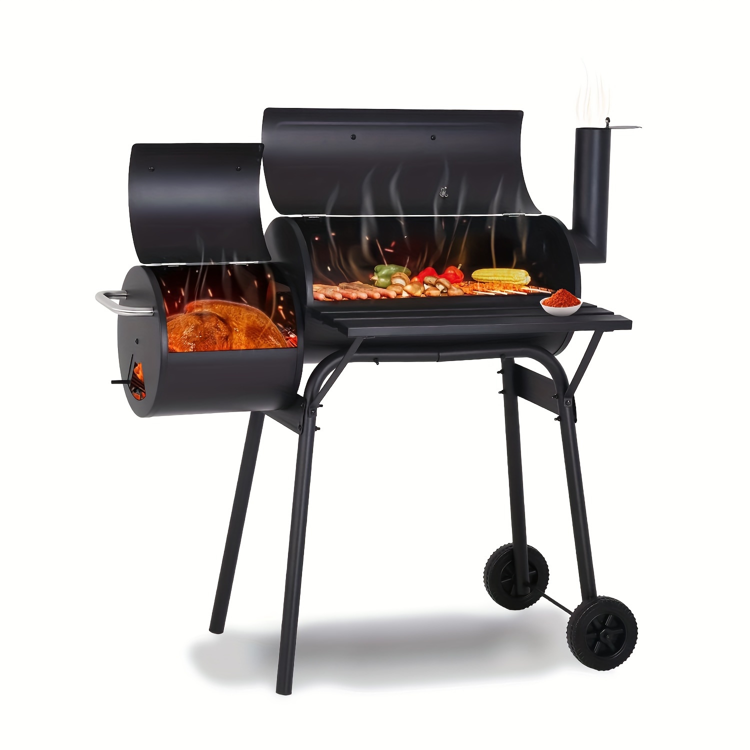 

Charcoal Grills Outdoor Barbecue Grill Offset Portable Bbq Grill With Wheels For Backyard Camping Picnics