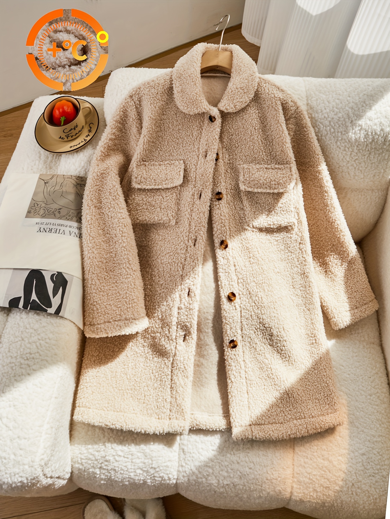 Girls' Thickened Plush Faux Fur Lapel Jacket