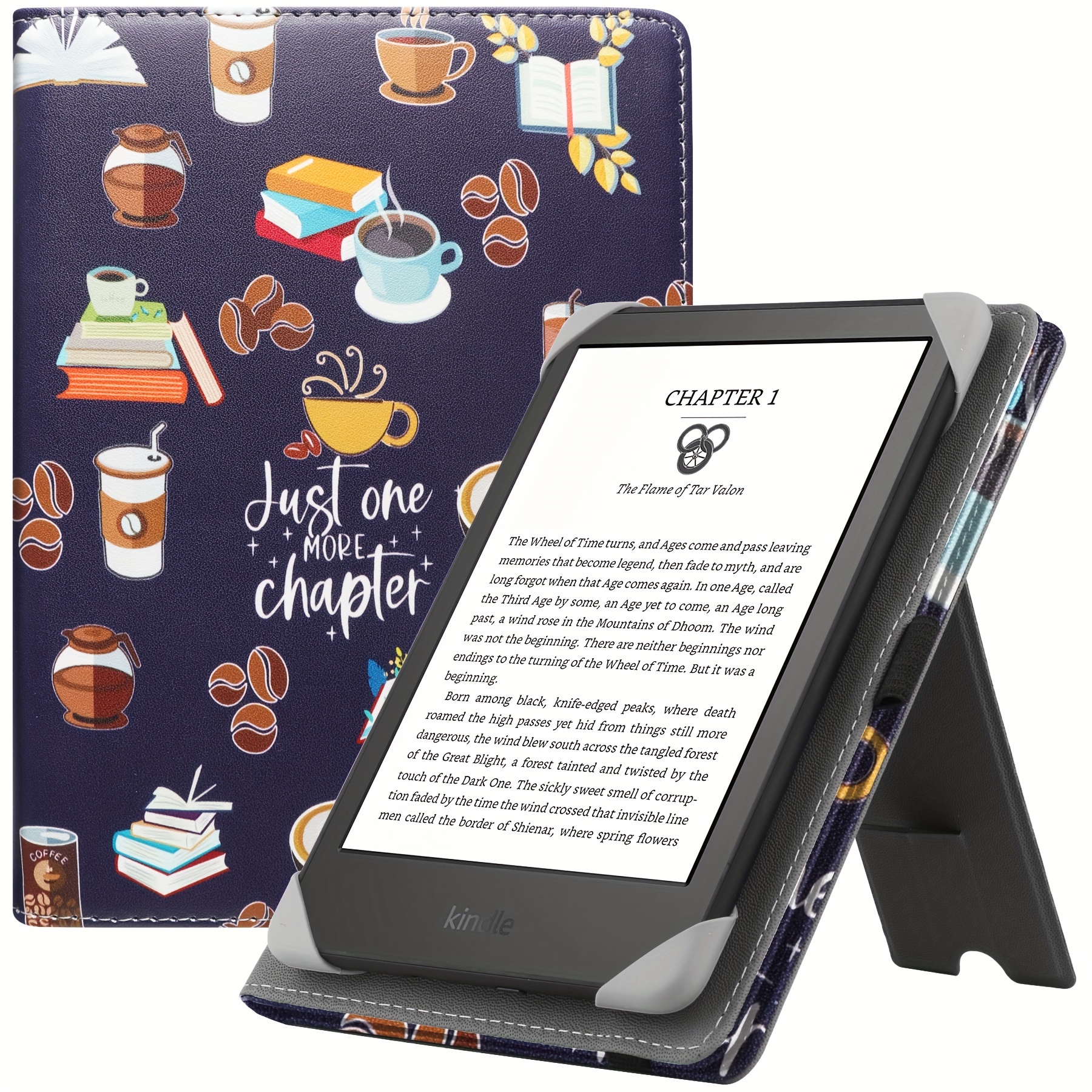 

Étui en Similicuir Haut de Gamme pour 6-6.8" pour Lecteurs Électroniques Kindle & Kobo - Avec Dragonne et Support Pliable, Protection contre les Rayures